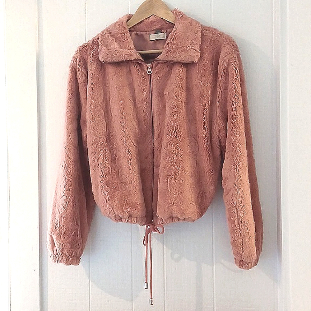 Cupio, Faux Fur, extra soft Mauve Pink Coat, size Medium